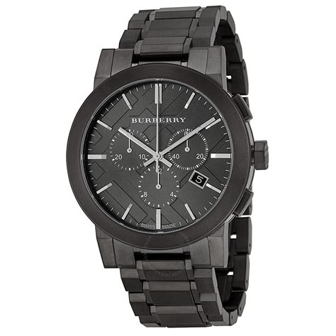 burberry chronograph men's dark nickel stainless steel watch bu9354|chronograph dark grey dial black ion.